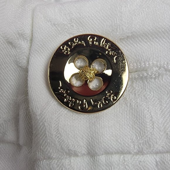 Lilly Pulitzer Textured Straight Pants Womens Size 8 White Embossed Pattern - Picture 3 of 15